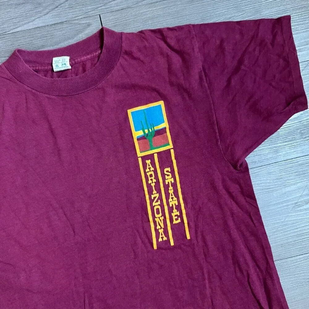 Vintage 80s Arizona State University Single Stitch T-Shirt Burgundy Size M